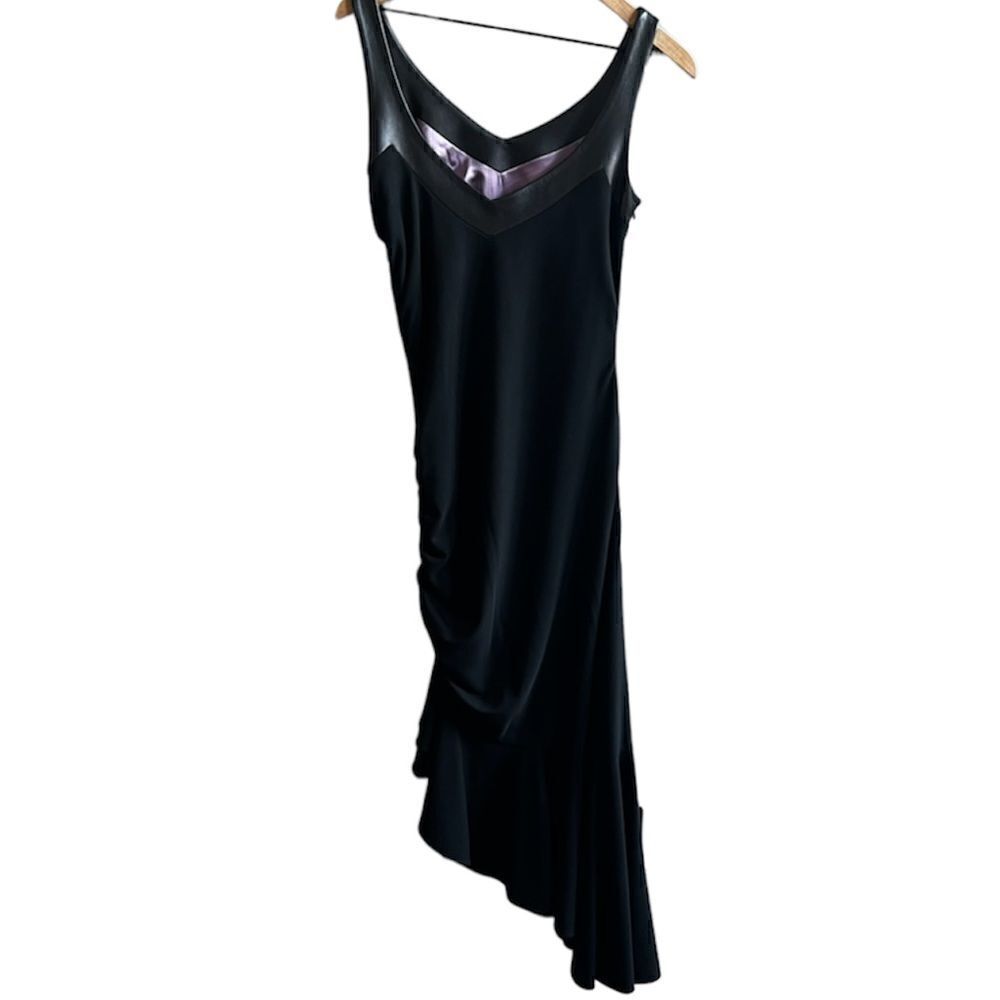 Vintage David Rodriguez Stunning Black Formal Dress Ruched Side Asymmetrical Hem - Picture 4 of 12